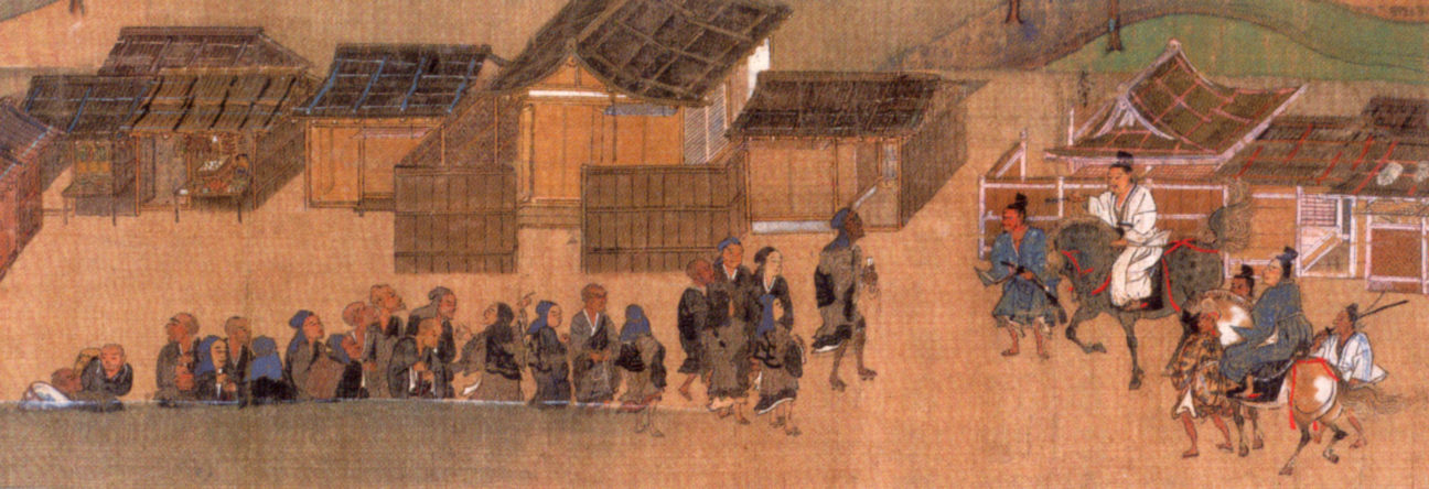 一遍聖絵」第5巻第5段1　鎌倉に入ろうとして武士の制止に合う
